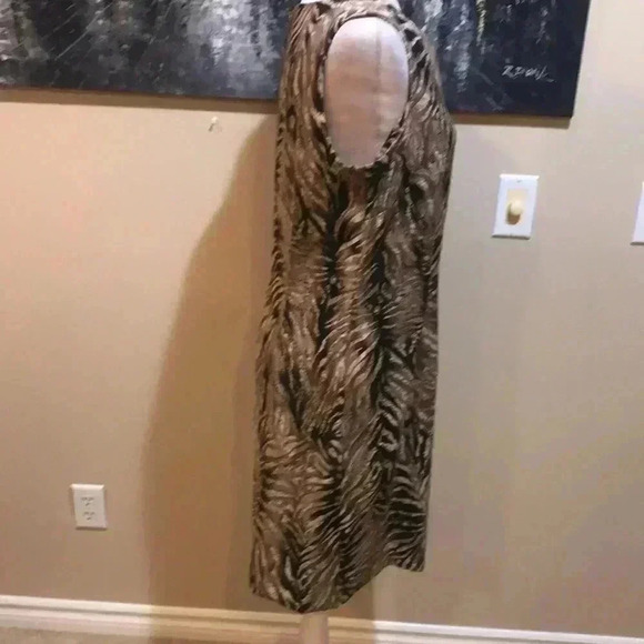 John Robert’s Abstract V-Neck Animal Print Design Midi Dress w/Zipper Back-12 - Picture 3 of 8